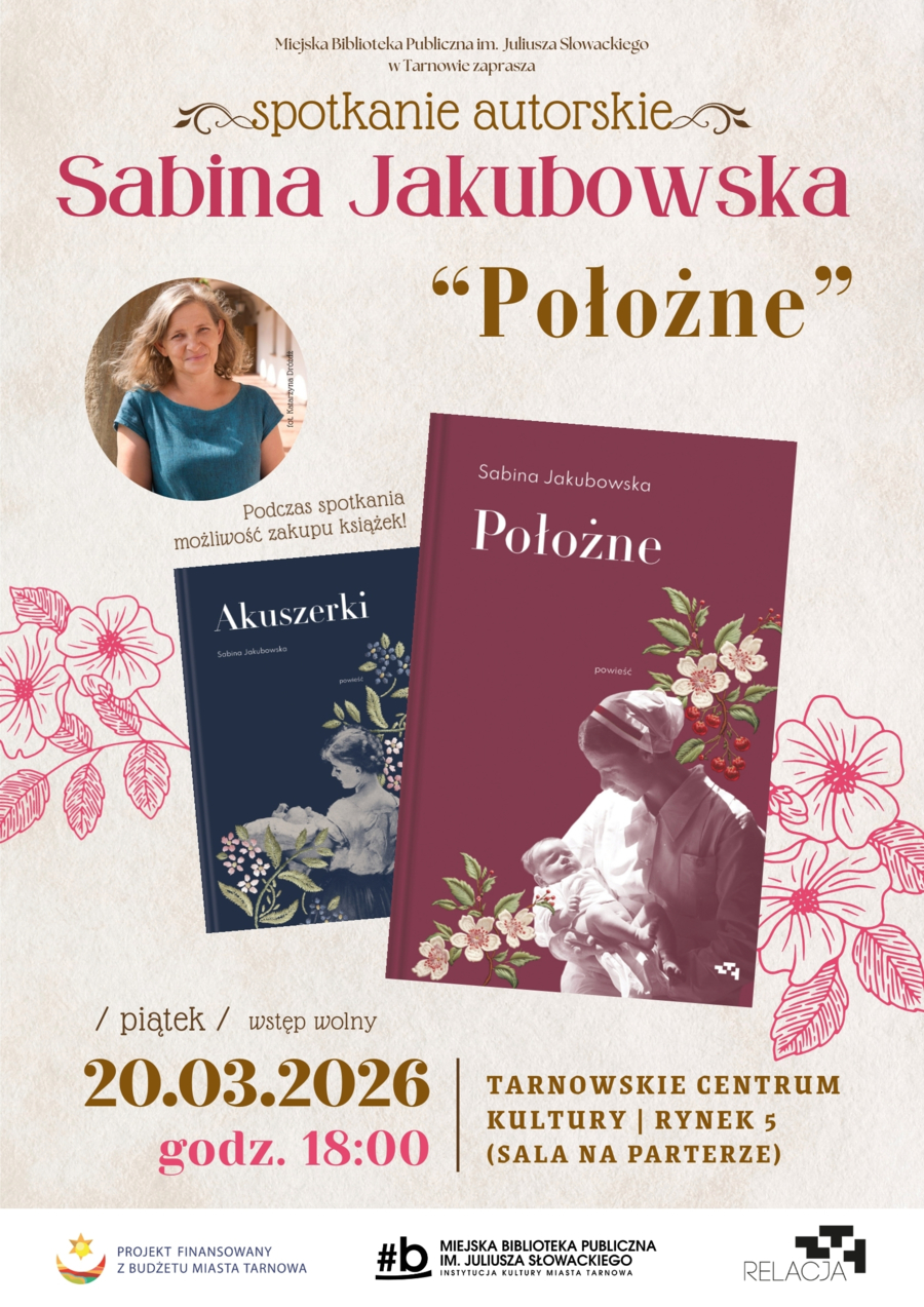 Plakat spotkania autorskiego z Sabiną Jakubowską